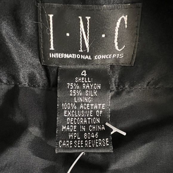 INC International Concepts Pencil Skirt Womens 4 Black Ruched Velvet Formal - Picture 12 of 14